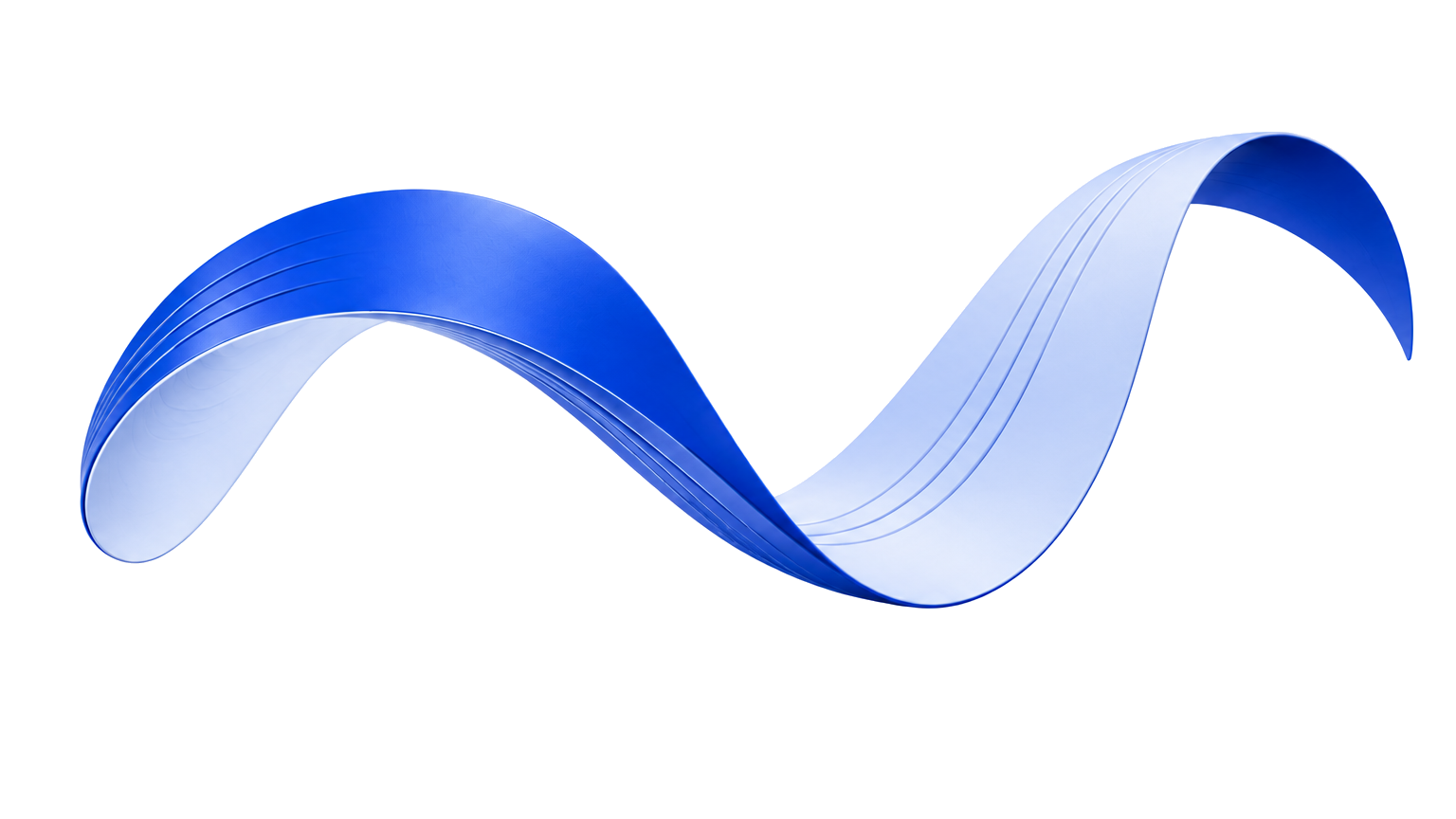 A continuous blue and white material ribbon.